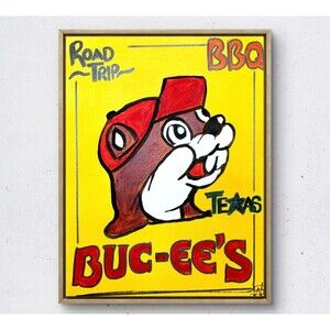 WS original buc-ee's texas painting 14X11 canvas acrylic abstract modern art